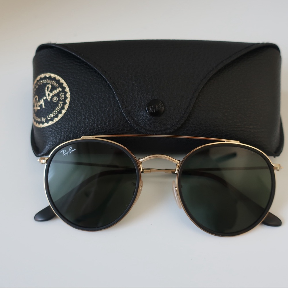 Ray-Ban Gold and Black Double-Bridge Sunglasses